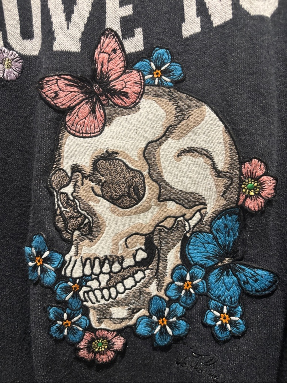 ZADIG & VOLTAIRE “love now” embrodiered skull hoodie sweatshirt - Picture 7 of 10